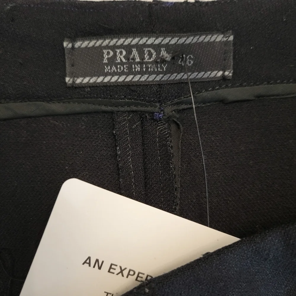 Prada Black Wool Straight Leg High Rise Pants - Picture 6 of 9
